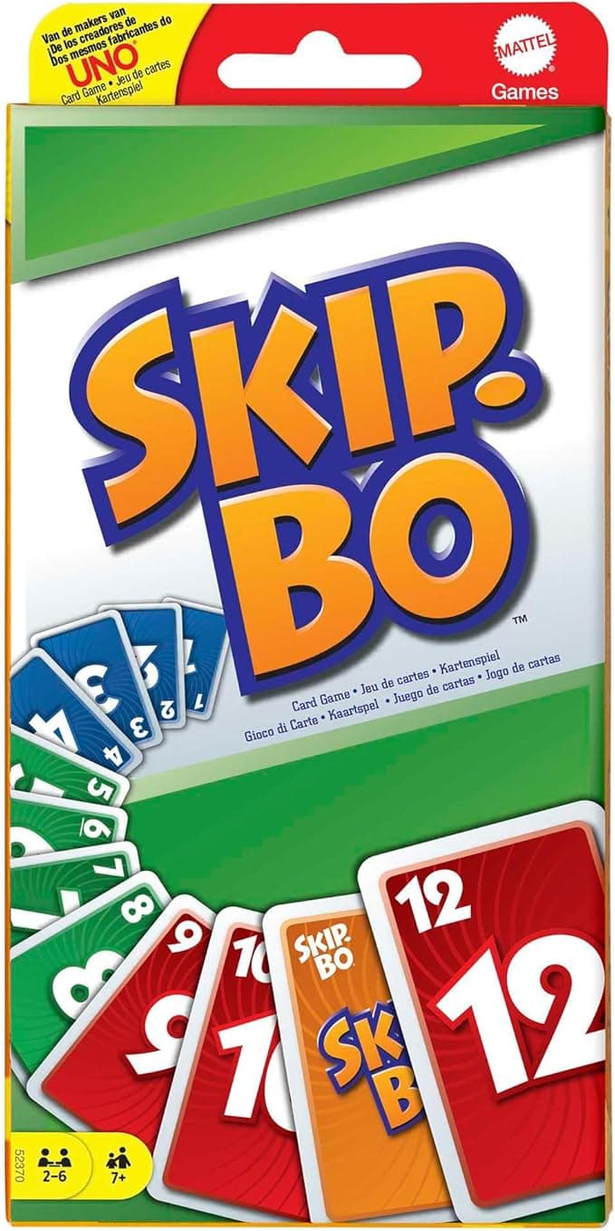 Mattel Games, SKIP-BO Card Games for ages +7, card sequencying family game from UNO creators, 52370