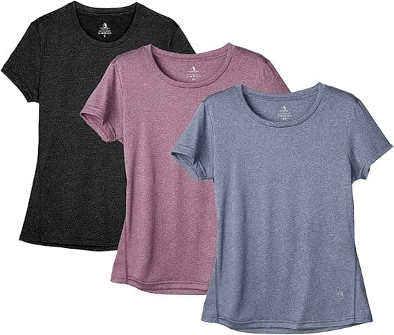 icyzone Women's Workout Running T-Shirt Activewear Yoga Gym Short Sleeve Tops Sports Shirts, 3-Pack