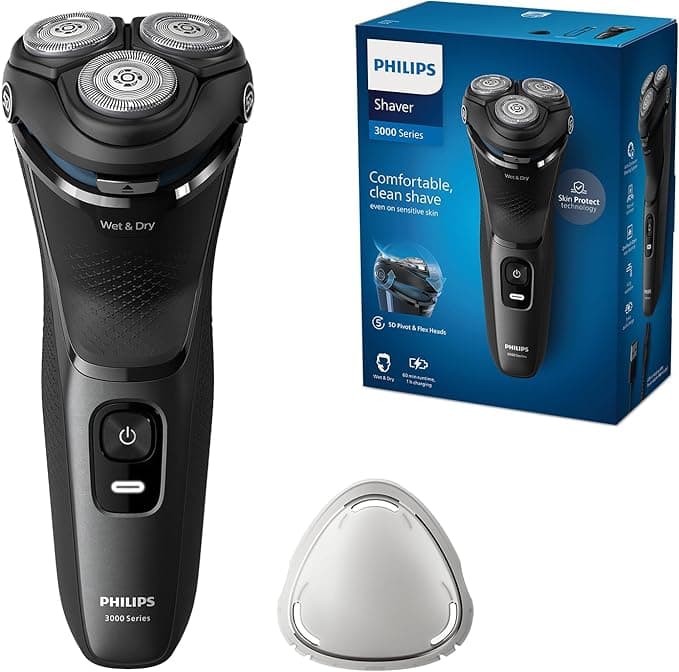 Philips Electric Shaver 3000 Series - Wet & Dry Electric Shaver for Men with SkinProtect Technology in Dark Moon, Pop-up Beard Trimmer, Cordless Shaver (Model S3145/00)