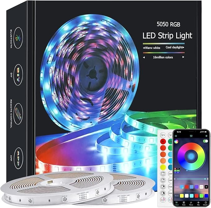 zyzykeji Led Strip Light 20m with Music Sync, RGB Smart Strip Lights with Remote and APP Control, Lights for Bedroom, TV, Kitchen, Party, Home(2 Rolls of 10m)