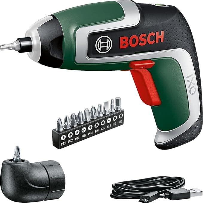 Bosch Home and Garden IXO Cordless Screwdriver (7th Generation, 3.6V, 2.0Ah, 5.5Nm, with Micro USB Cable, Includes Angle Attachment, Screws up to 190 Screws, in Box) - Amazon Edition