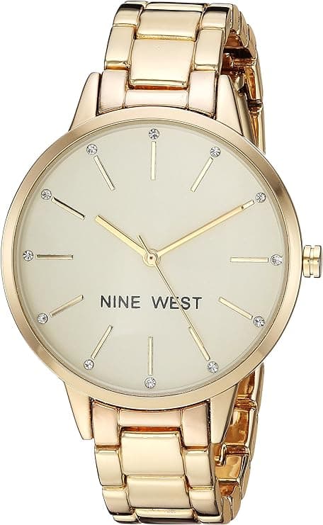 NINE WEST Women's Crystal Accented Bracelet Watch