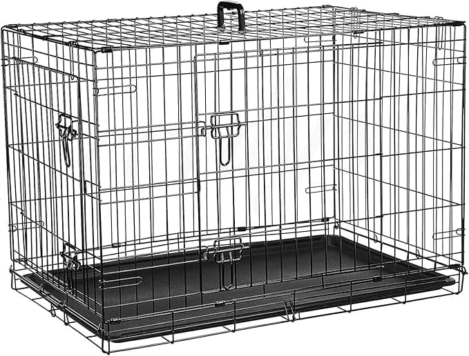 Cardys Dog Crate Large Dog Cage Puppy Pet Cage with 2 Doors Easy Clean Removable Plastic Tray Folding Metal Training Dog Crate Large Size 36 inch (Large 36")