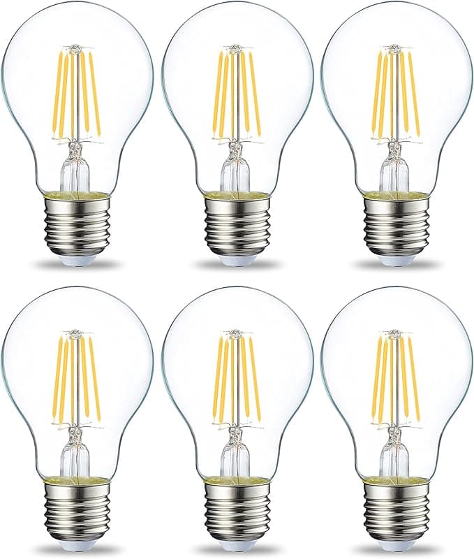 Amazon Basics LED E27 Edison Screw Bulb, 4.3W (equivalent to 40W), Clear Filament, Warm White, Non Dimmable - Pack of 6