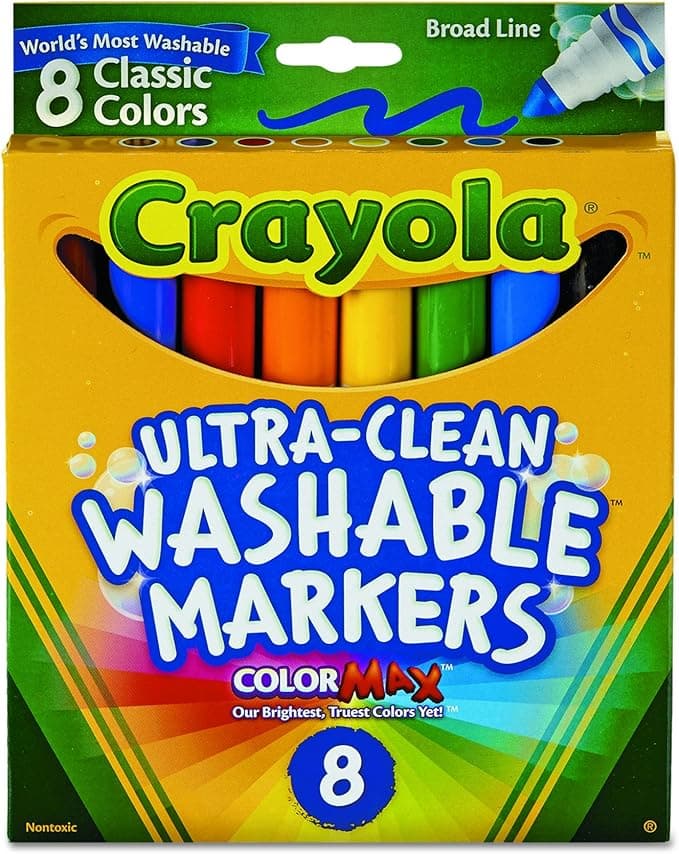 Crayola Ultra-Clean Washable Markers, Broad Line, 8 Count