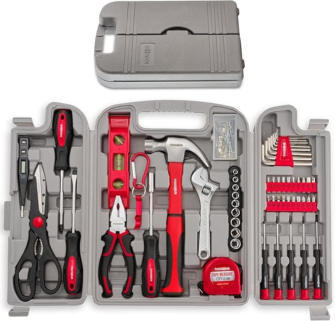 ToughHub 56 pcs Tool Kit – DIY Hand Tool Set for Home Repairs & Maintenance - Tool Box with Tools Included Plier, Hammer, Screwdriver, Adjustable Wrench, and Hex Key Set