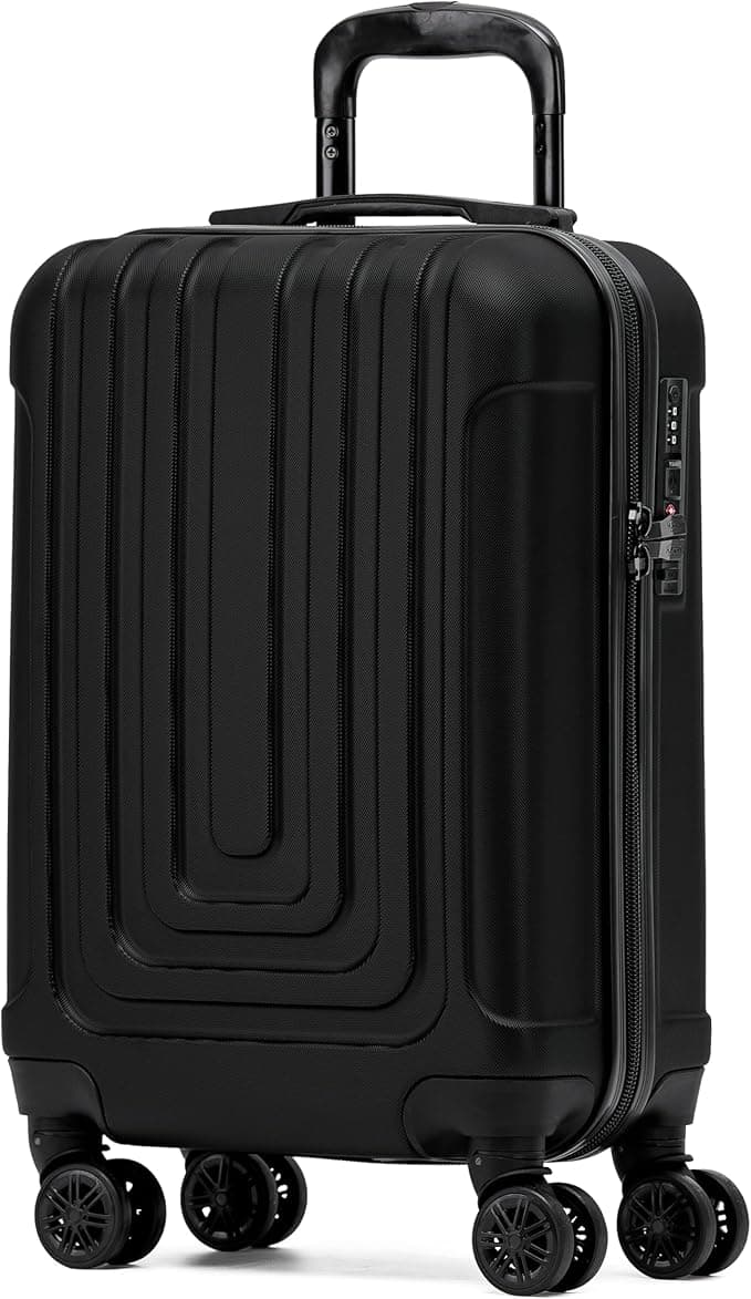 Flight Knight Premium Hard Shell Lightweight Cabin Suitcase - 8 Spinner Wheels - Built-in Side Lock & USB Port - Luggage Approved for over 100 Airlines Including easyJet, Ryanair & Jet2-55x35x20cm