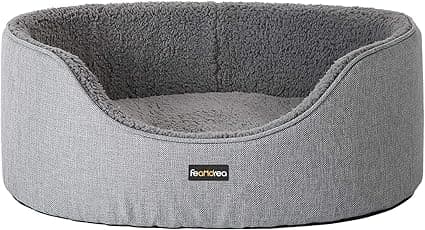 Feandrea Dog Bed, Pet Bed, Reversible Cushion, 73 x 60 x 27 cm, Grey PGW31GG