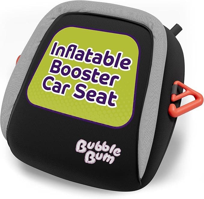 Bubble Bum Inflatable Booster Car Seat - Travel Booster Seat - Portable Car Booster Seat - Booster Seat for Car - Foldable Narrow Slim Design Car Seat - Perfect for Kids 4-11yrs Old - Black