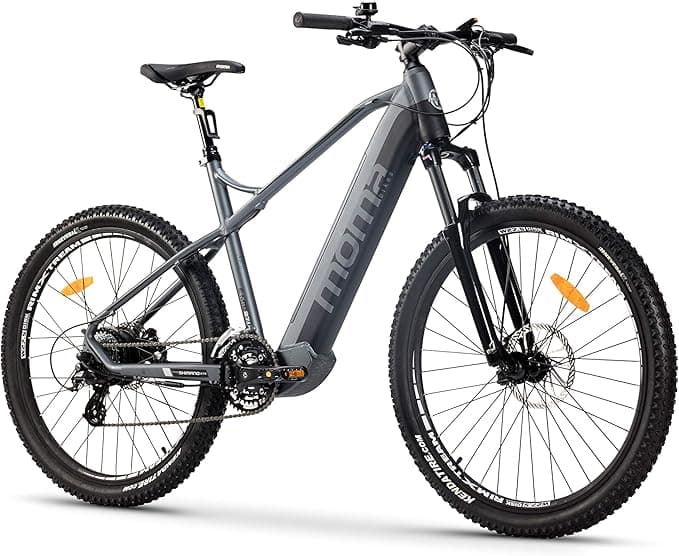 Moma Bikes, EMTB 27.5 Inch, Aluminum, Full SHIMANO 24 Speeds, Front Suspension and Hydraulic Disc Brakes and Integrated Bat. Ion Lithium 48V 13Ah (Different