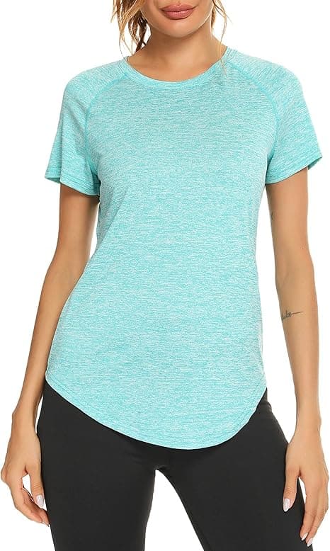 Wayleb Women's Gym Tops Ladies Sports T-Shirt, Workout Yoga Tops for Women, Basic Short Sleeve Tee Shirts, Summer Quick Dry Fitness Gym T Shirt Loose Activewear for Running Gym Exercise