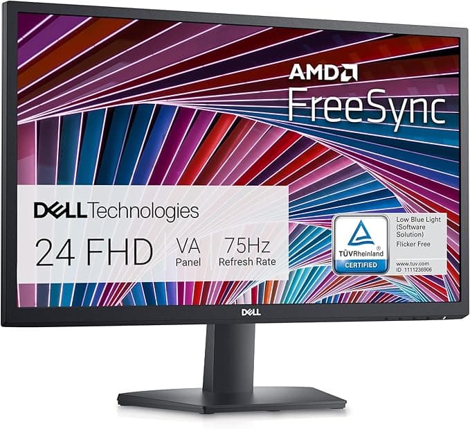 Dell SE2422HX 24 Inch Full HD (1920x1080) Monitor, 75Hz, VA, 5ms, AMD FreeSync, HDMI, VGA, 3 Year Warranty, Black