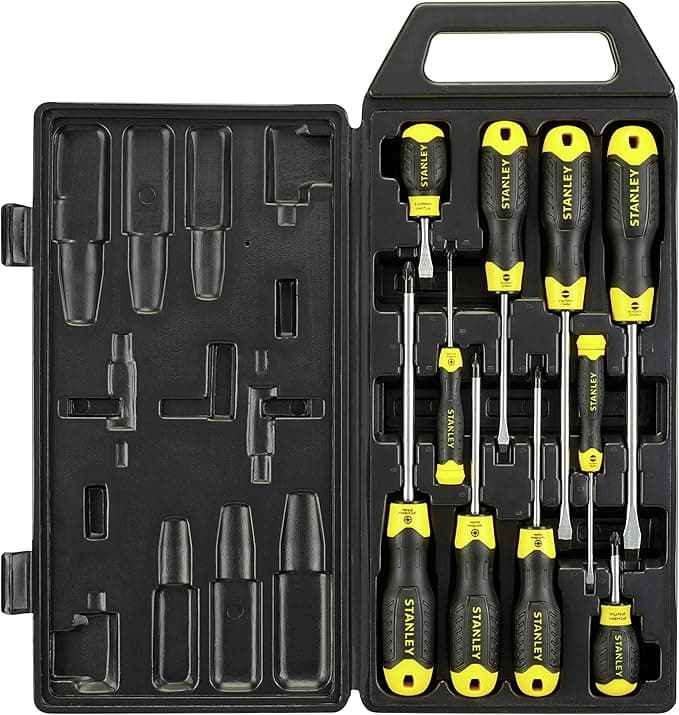 STANLEY 10 Piece Cushion Grip Screwdriver Set, Flared/Pozi